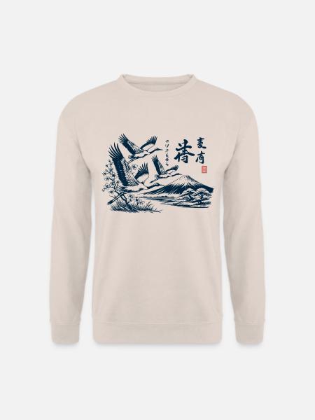 Fliegende Kraniche Japan Mount Fuji - Unisex Pullover - Sand