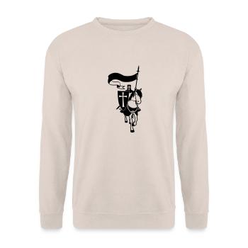 cavalier_templier - Sweat-shirt Unisexe - sable - Devant - Alina (178cm) & Michal (187cm)