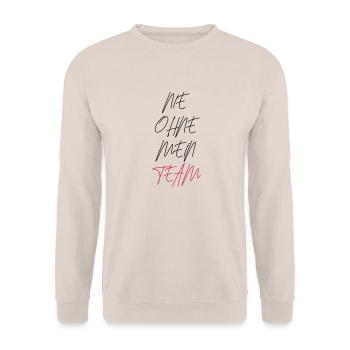 nie ohne mein team design - Unisex Pullover - Sand - Vorne - Alina (178cm) & Michal (187cm)