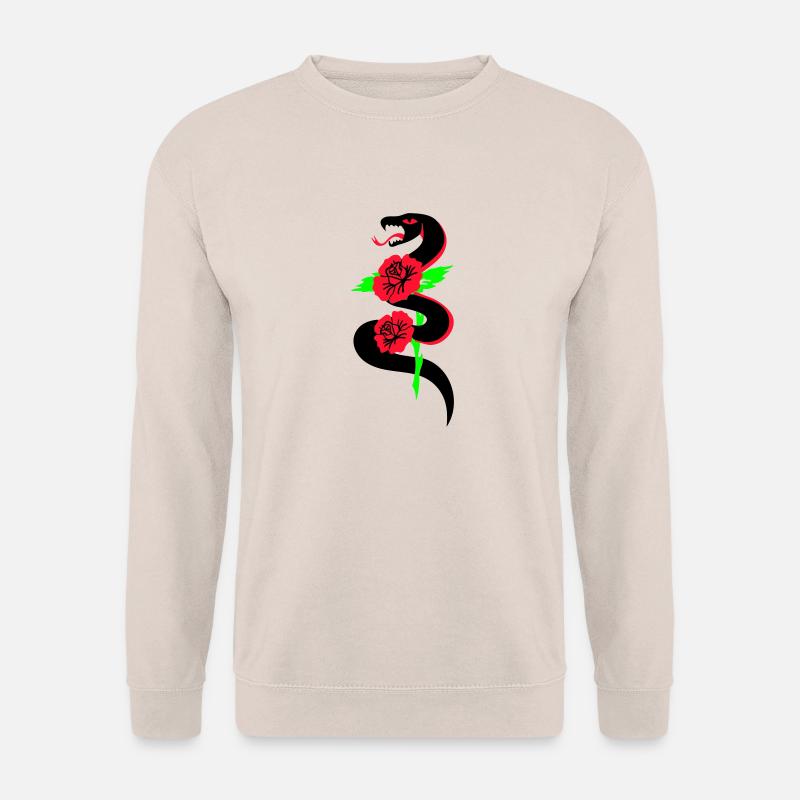Retro Tattoo Schlange mit Rosen - Unisex Pullover - Sand