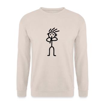 Strichmännchen Flöter - Unisex Pullover - Sand - Vorne - Alina (178cm) & Michal (187cm)