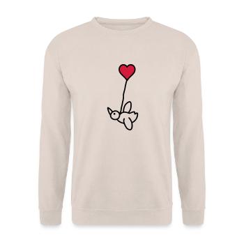 Vogel mit Herzballon - V2 - Unisex Pullover - Sand - Vorne - Alina (178cm) & Michal (187cm)