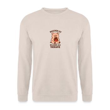Naschen ist billiger als Therapie - Unisex Pullover - Sand - Vorne - Alina (178cm) & Michal (187cm)