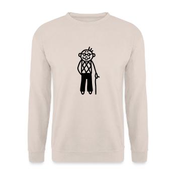 Opa mit Schnurrbart und Brille - Unisex Pullover - Sand - Vorne - Alina (178cm) & Michal (187cm)