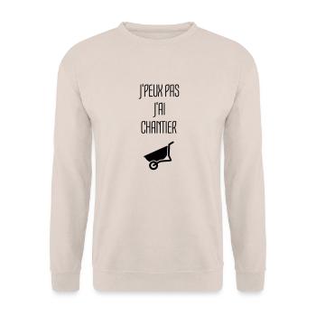 Chantier Construction Maçon Ciment Construire - Sweat-shirt Unisexe - sable - Devant - Alina (178cm) & Michal (187cm)