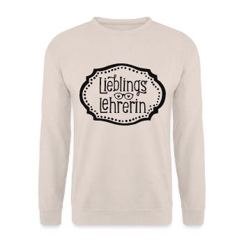 Lieblingslehrerin Geschenk Lehrerin - Unisex Pullover - Sand - Vorne - Alina (178cm) & Michal (187cm)