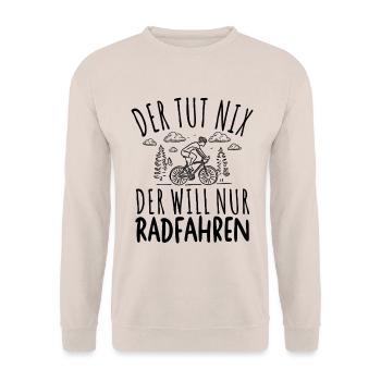 DER TUT NIX DER WILL NUR RADFAHREN SPRUCH HERREN - Unisex Pullover - Sand - Vorne - Alina (178cm) & Michal (187cm)