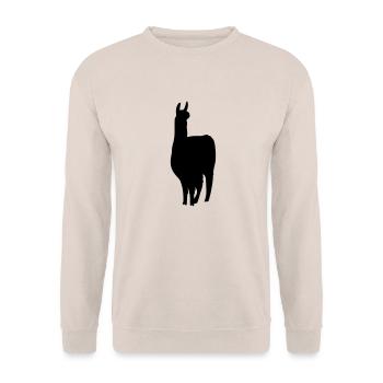 lama silhouette - Unisex Pullover - Sand - Vorne - Alina (178cm) & Michal (187cm)