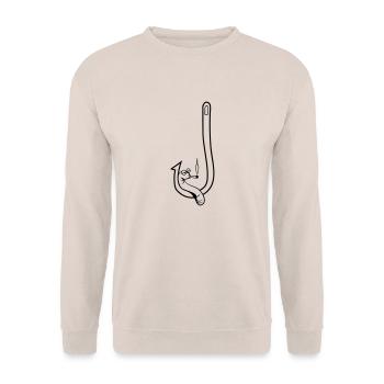 angeln wurm witzig kiffen joint - Unisex Pullover - Sand - Vorne - Alina (178cm) & Michal (187cm)