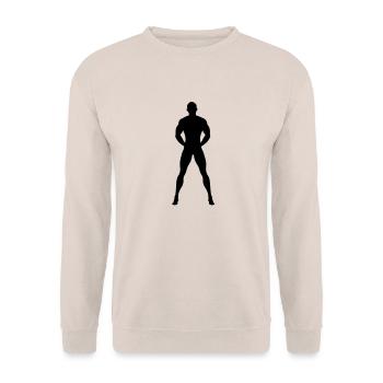 Nackter und Muskulöser Mann - Unisex Pullover - Sand - Vorne - Alina (178cm) & Michal (187cm)