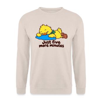 Sleepy Duck – Nur noch fünf Minuten - Unisex Pullover - Sand - Vorne - Alina (178cm) & Michal (187cm)