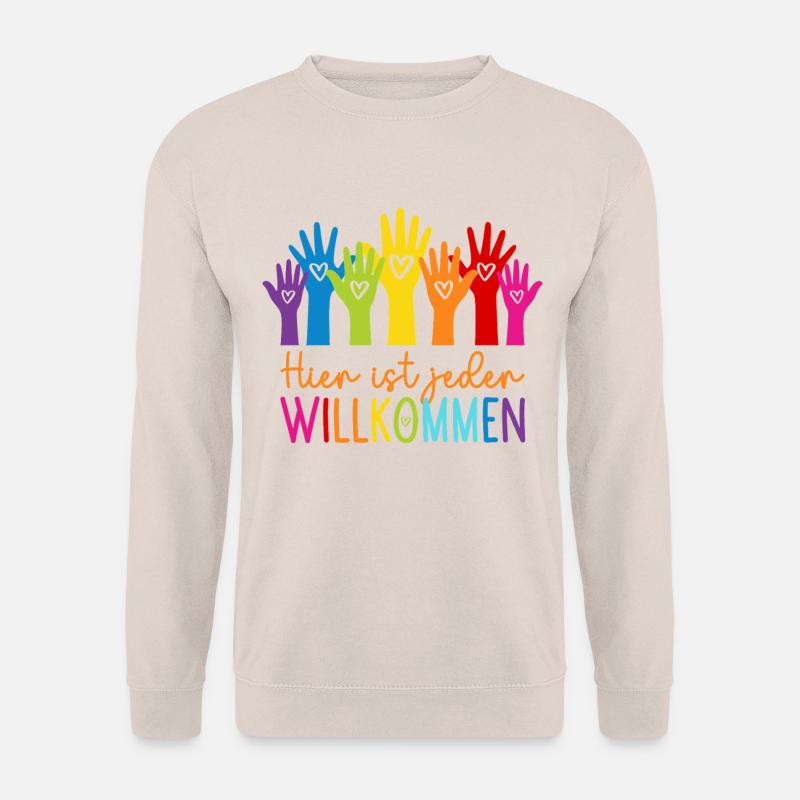 Hier ist jeder willkommen - Unisex Pullover - Sand