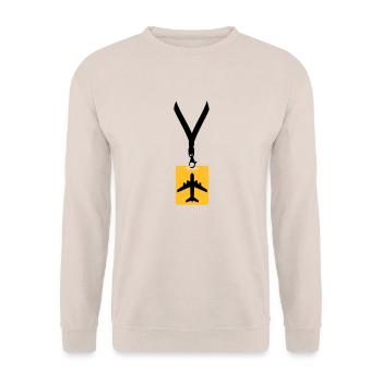 badge line airplane airplane fly pilot holiday tra - Unisex Sweatshirt - sand - Front - Alina (178cm) & Michal (187cm)