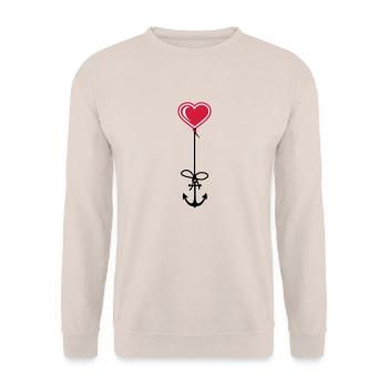 ancre coeur marin capitaine bateau de bateau bateau moi - Sweat-shirt Unisexe - sable - Devant - Alina (178cm) & Michal (187cm)