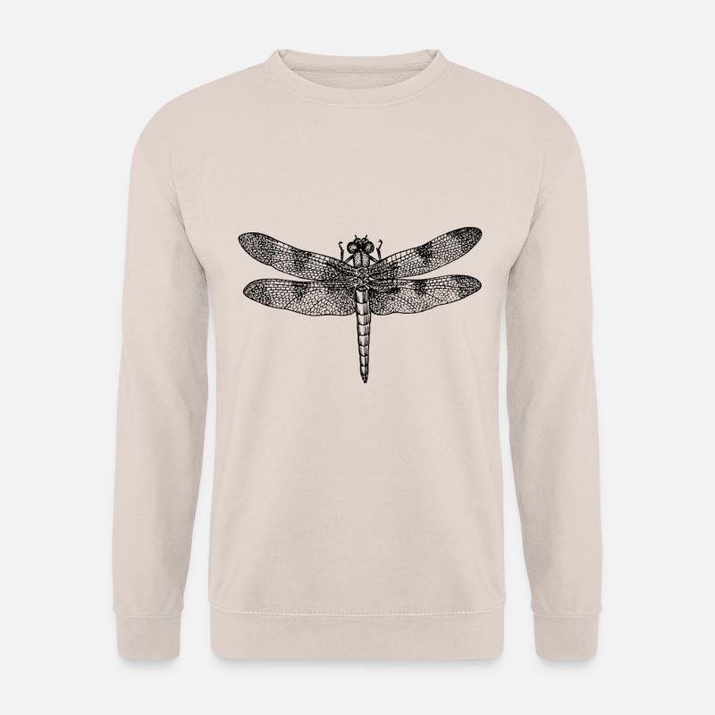Libelle dragonfly Zeichnung Insekt Outline retro - Unisex Pullover - Sand