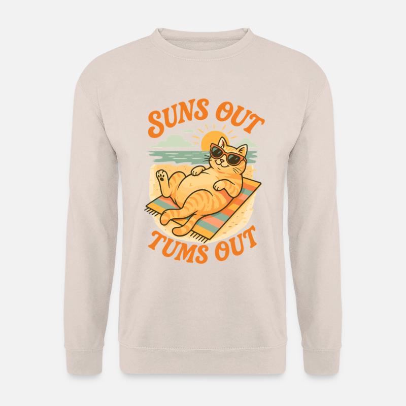 Sonne raus, Bauch raus Katze Design - Unisex Pullover - Sand