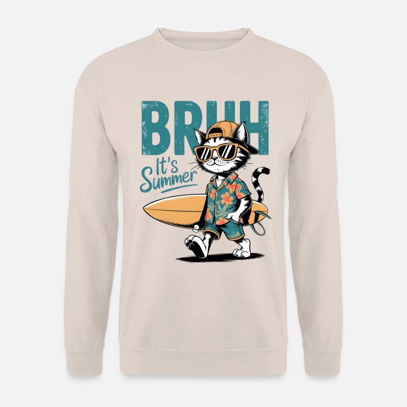 Surfer Katze mit Surfbrett - Unisex Pullover - Sand