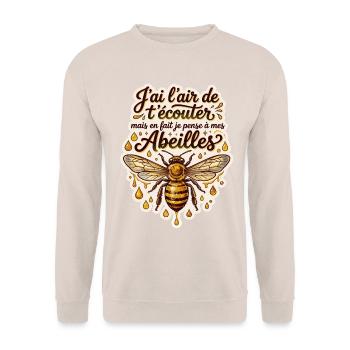 Apiculteur apicultrice abeilles humour apiculture - Sweat-shirt Unisexe - sable - Devant - Alina (178cm) & Michal (187cm)