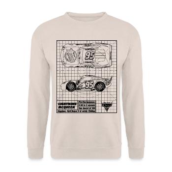 Cars Lightning McQueen Blueprint Schwarz - Unisex Pullover - Sand - Vorne - Alina (178cm) & Michal (187cm)
