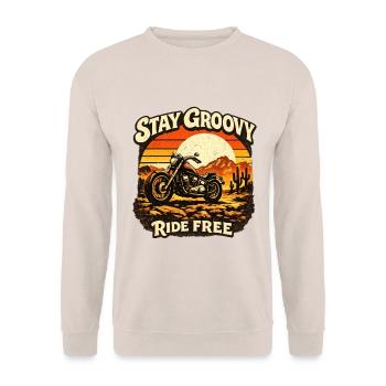 Stay Groovy Ride Free - Unisex Pullover - Sand - Vorne - Alina (178cm) & Michal (187cm)