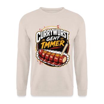Currywurst Geht Immer | Fast Food Kult - Unisex Pullover - Sand - Vorne - Alina (178cm) & Michal (187cm)