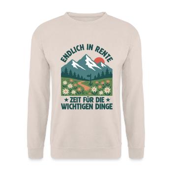 Rente Retro Berge Zeit zu Wandern - Unisex Pullover - Sand - Vorne - Alina (178cm) & Michal (187cm)