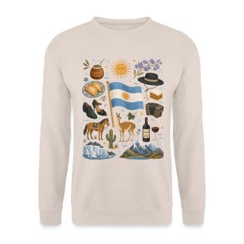 Argentinien | Tango, Anden & Pampas - Unisex Pullover - Sand - Vorne - Alina (178cm) & Michal (187cm)