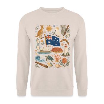 Australien | Outback, Küste & Abenteuer - Unisex Pullover - Sand - Vorne - Alina (178cm) & Michal (187cm)