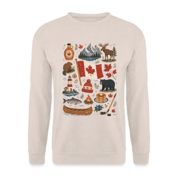 Canada | Maple, Wilderness & Adventure - Unisex Sweatshirt - sand - Front - Alina (178cm) & Michal (187cm)