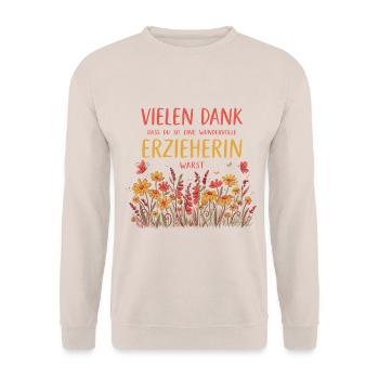Beste Erzieherin Danke Abschied Kindergarten - Unisex Pullover - Sand - Vorne - Alina (178cm) & Michal (187cm)
