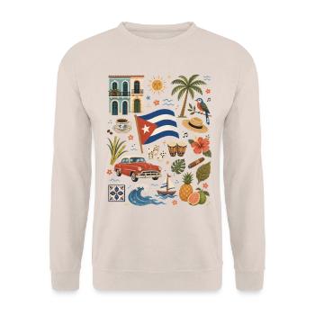 Cuba | Voitures classiques, musique et les Caraïbes - Sweat-shirt Unisexe - sable - Devant - Alina (178cm) & Michal (187cm)