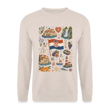Croatia | Adriatic, Islands & Joie de vivre - Unisex Sweatshirt - sand - Front - Alina (178cm) & Michal (187cm)