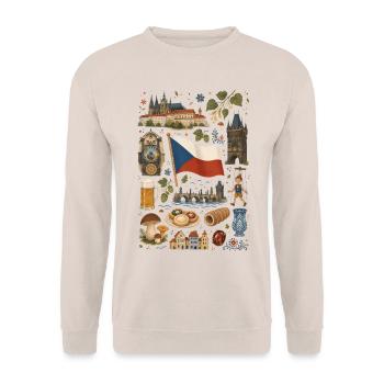 République tchèque | Prague, Bière & Bohême - Sweat-shirt Unisexe - sable - Devant - Alina (178cm) & Michal (187cm)