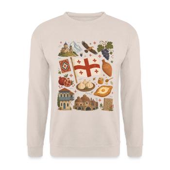 Géorgie | Caucase, plaisir et foyer - Sweat-shirt Unisexe - sable - Devant - Alina (178cm) & Michal (187cm)