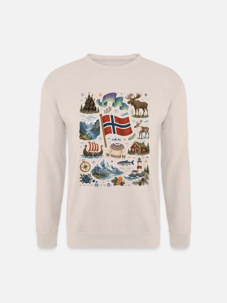 Norwegen | Fjorde, Nordlicht & Wikinger - Unisex Pullover - Sand