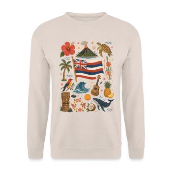 Hawaii | Aloha, surfing & island happiness - Unisex Sweatshirt - sand - Front - Alina (178cm) & Michal (187cm)