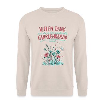 Beste Fahrlehrerin Abschied Jobwechsel Rente - Unisex Pullover - Sand - Vorne - Alina (178cm) & Michal (187cm)