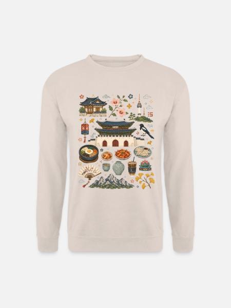 Seoul | Paläste, Streetfood & Korea - Unisex Pullover - Sand