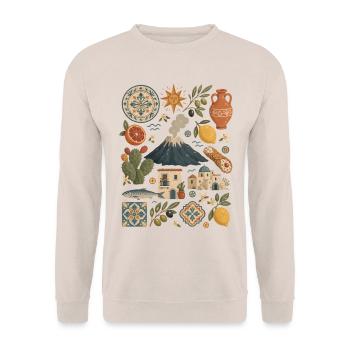 Sicily | Etna, Citrus & Island Delight - Unisex Sweatshirt - sand - Front - Alina (178cm) & Michal (187cm)