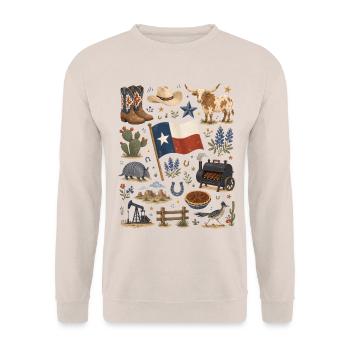 Texas | Cowboy, BBQ & Wild West - Unisex Sweatshirt - sand - Front - Alina (178cm) & Michal (187cm)