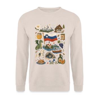 Slowenien | Alpen, Bled & Natur - Unisex Pullover - Sand - Vorne - Alina (178cm) & Michal (187cm)