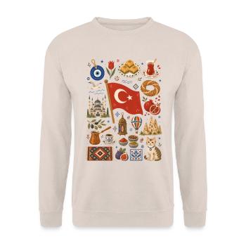 Turkey | Bosphorus, Enjoyment & Tradition - Unisex Sweatshirt - sand - Front - Alina (178cm) & Michal (187cm)