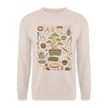 Bonsai Tranquility | Tree Art & Zen - Unisex Sweatshirt - sand - Front - Alina (178cm) & Michal (187cm)