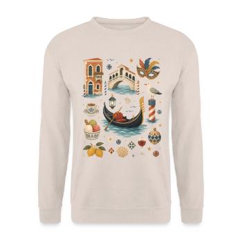Venedig Liebe | Gondel & Italien - Unisex Pullover - Sand - Vorne - Alina (178cm) & Michal (187cm)