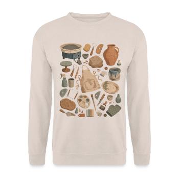 Pottery Love | Ceramics & Pottery - Unisex Sweatshirt - sand - Front - Alina (178cm) & Michal (187cm)