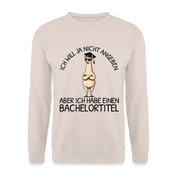 Bachelortitel Lama mit Abschluss Studium - Unisex Pullover - Sand - Vorne - Alina (178cm) & Michal (187cm)