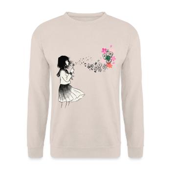 Mahjong Mädchen Japanisches Design - Unisex Pullover - Sand - Vorne - Alina (178cm) & Michal (187cm)