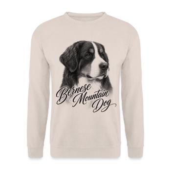 Berner Sennenhund mit geschwungenem Schriftzug - Unisex Pullover - Sand - Vorne - Alina (178cm) & Michal (187cm)