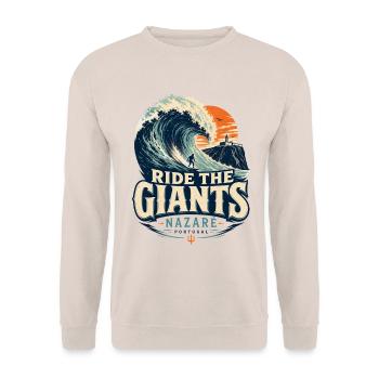 Nazaré Surfen - Unisex Pullover - Sand - Vorne - Alina (178cm) & Michal (187cm)