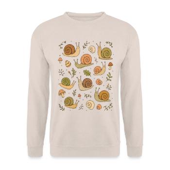 Schnecken | Garten Natur & Wald - Unisex Pullover - Sand - Vorne - Alina (178cm) & Michal (187cm)